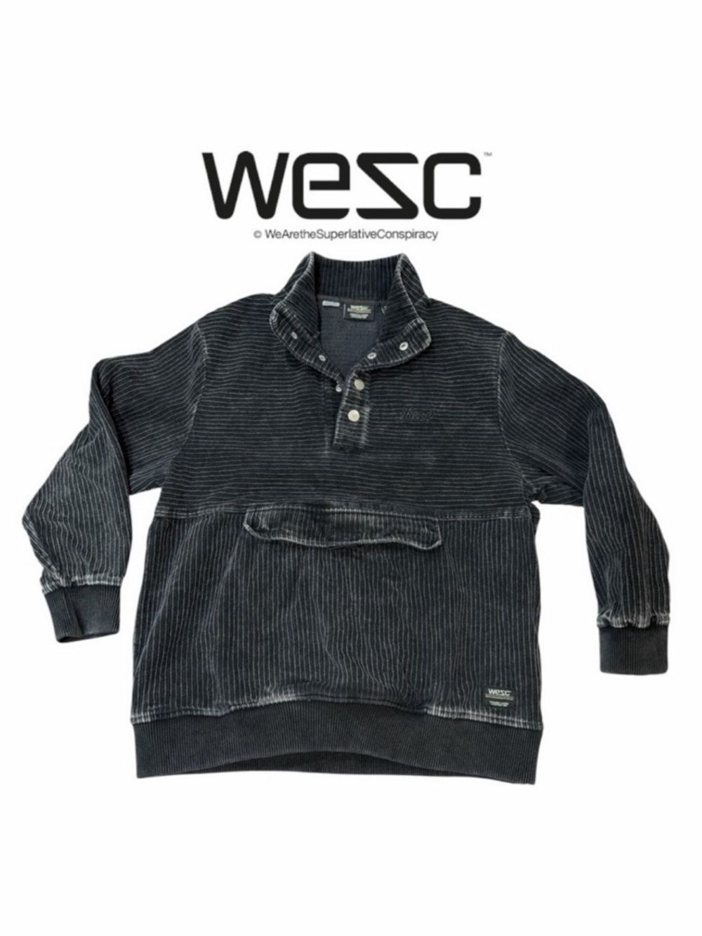 WESC Massive Mockneck Panel‎ Block Corduroy Pullover - Size L
